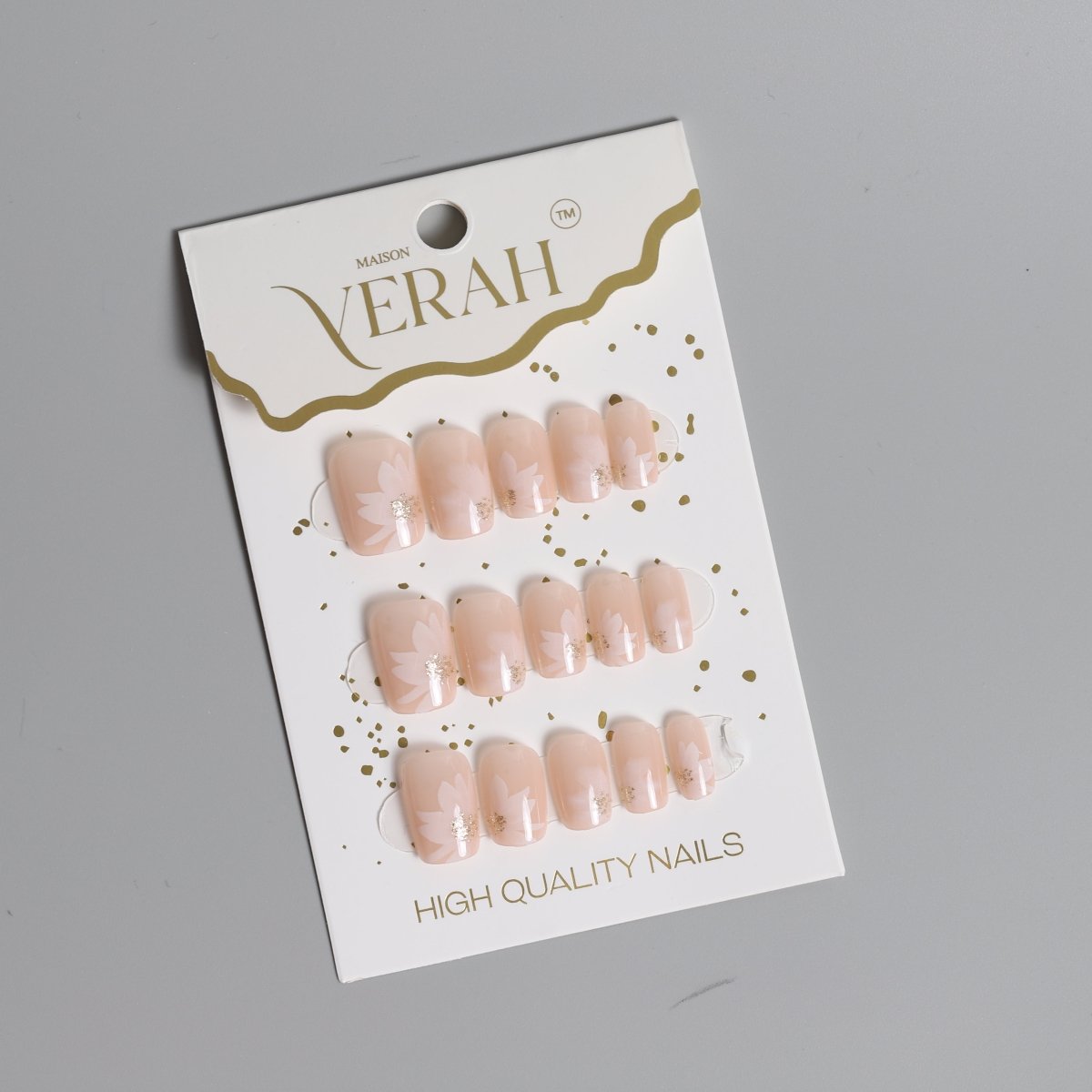 Nude Blossom | Classic Press On Nails Wholesale | 15pcs Soft Gel Nails - Vihaan Wholesale Trading