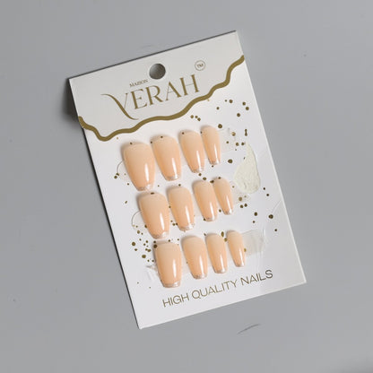 Nude Coffin | Classic Press On Nails Wholesale | 15pcs Soft Gel Nails - Vihaan Wholesale Trading