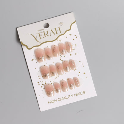 Nude Gold Chrome | Luxury Press On Nails Wholesale | Handmade 3D Nail Art - Vihaan Wholesale Trading