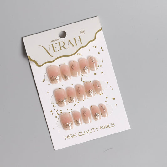 Nude Gold Chrome | Luxury Press On Nails Wholesale | Handmade 3D Nail Art - Vihaan Wholesale Trading
