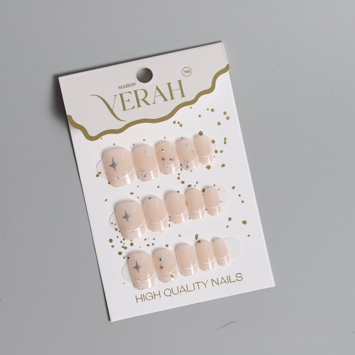 Nude Sparkle | Classic Press On Nails Wholesale | 15pcs Soft Gel Nails - Vihaan Wholesale Trading