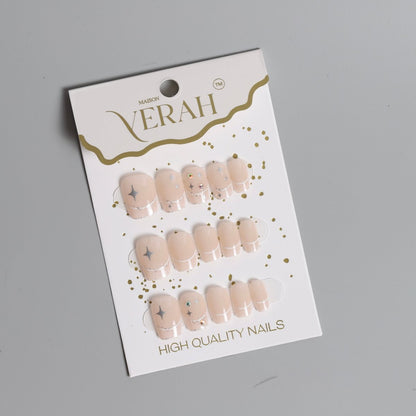 Nude Sparkle | Classic Press On Nails Wholesale | 15pcs Soft Gel Nails - Vihaan Wholesale Trading