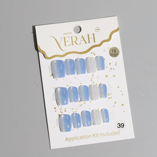 Parallel Blue Lagoon Galaxy | Galaxy Press On Nails Wholesale | Premium Cat Eye Nails with application kit. - Vihaan Wholesale Trading