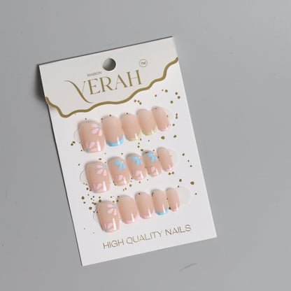 Pastel Flower | Classic Press On Nails Wholesale | 15pcs Soft Gel Nails - Vihaan Wholesale Trading