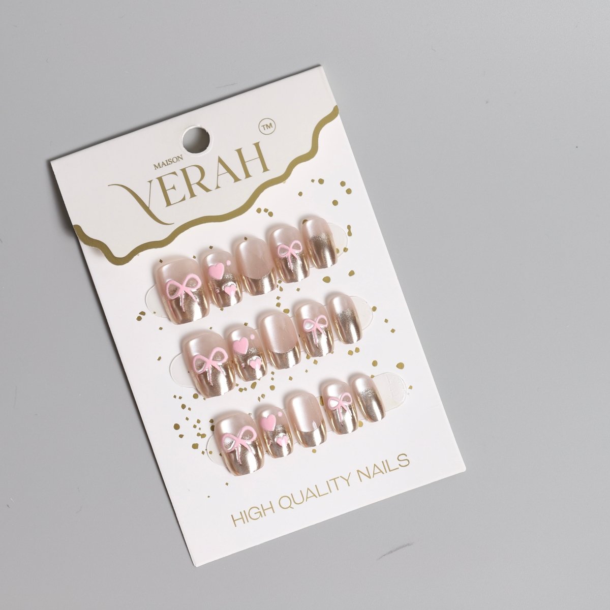 Pink Bow Chrome | Luxury Press On Nails Wholesale | Handmade 3D Nail Art - Vihaan Wholesale Trading
