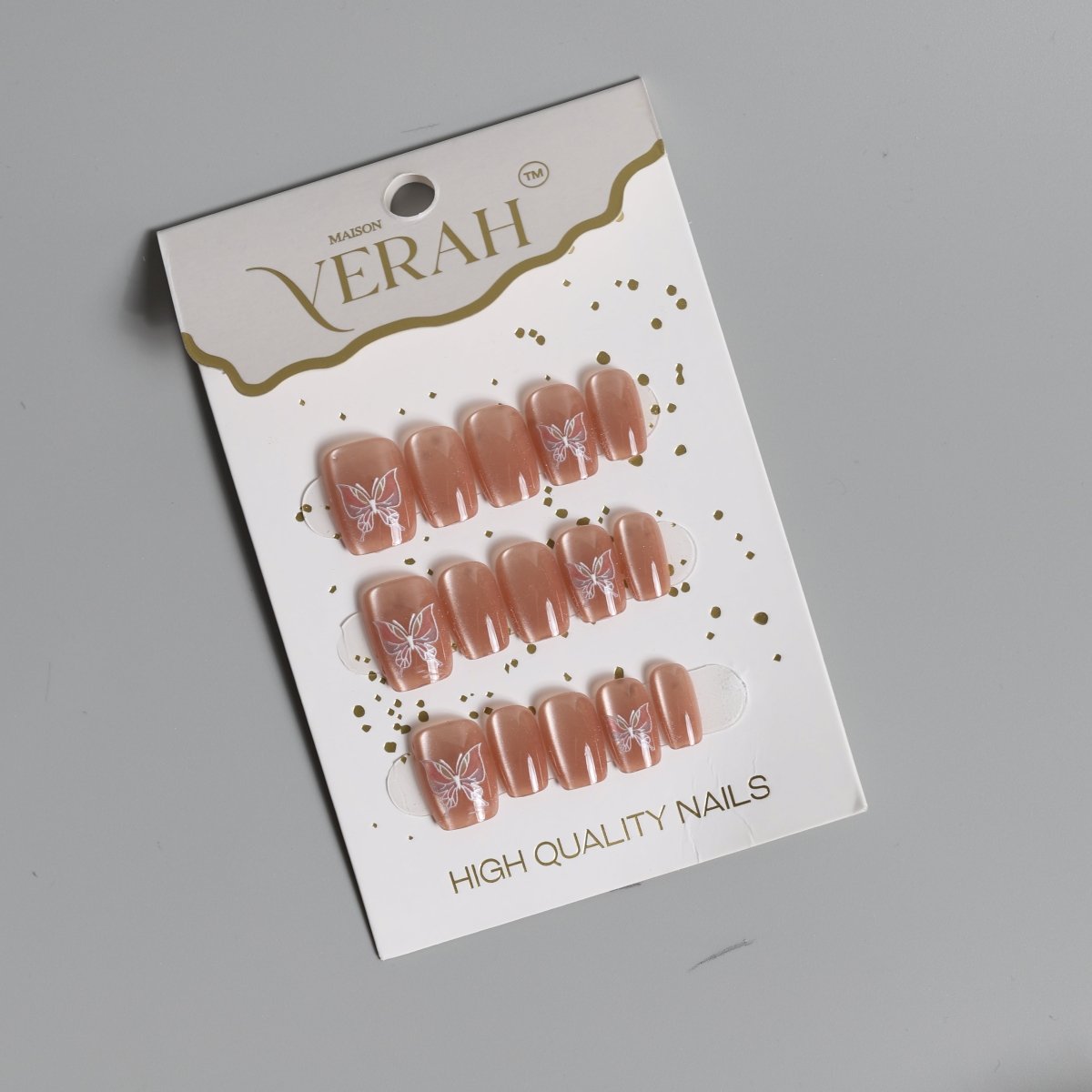 Pink Butterfly Galaxy | Galaxy Press On Nails Wholesale | Premium Cat Eye Nails - Vihaan Wholesale Trading