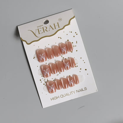 Pink Butterfly Galaxy | Galaxy Press On Nails Wholesale | Premium Cat Eye Nails - Vihaan Wholesale Trading