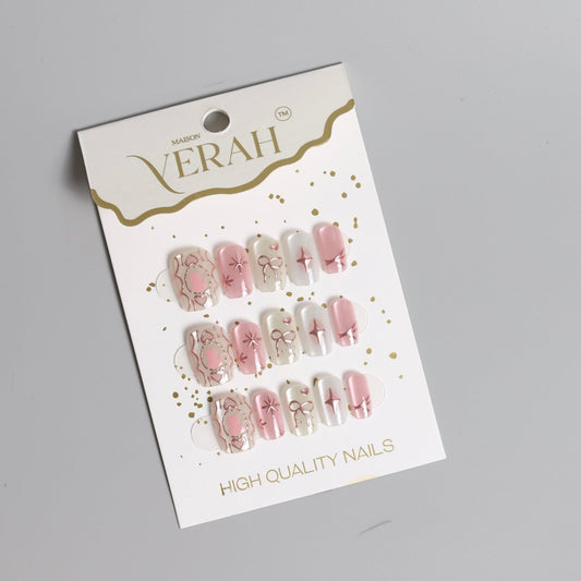 Pink Cat Aesthetic | Luxury Press On Nails Wholesale | Handmade 3D Nail Art - Vihaan Wholesale Trading