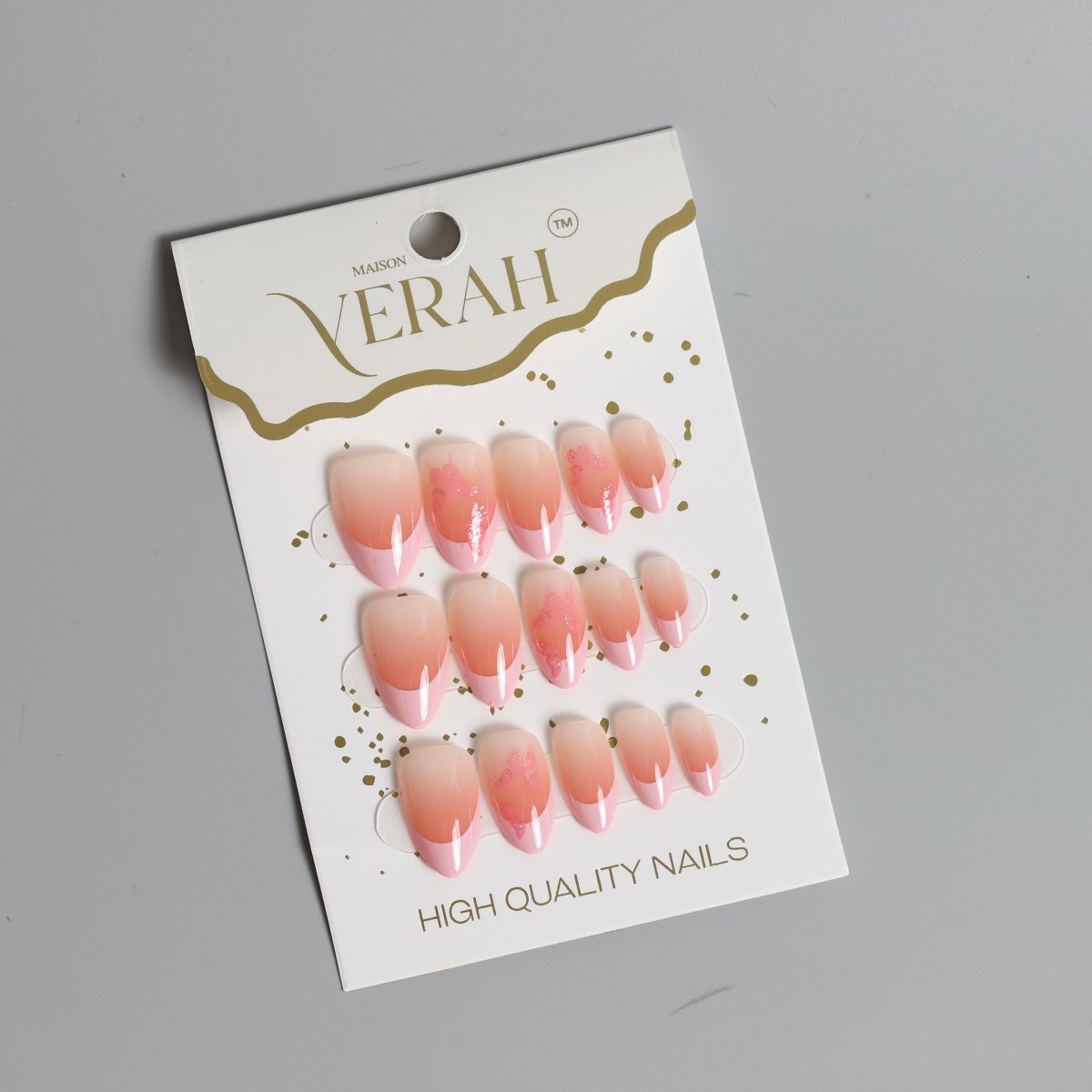 Pink Flower | Classic Press On Nails Wholesale | 15pcs Soft Gel Nails - Vihaan Wholesale Trading