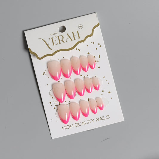 Pink French | Classic Press On Nails Wholesale | 15pcs Soft Gel Nails - Vihaan Wholesale Trading