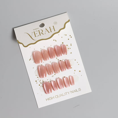 Pink Glass Galaxy | Galaxy Press On Nails Wholesale | Premium Cat Eye Nails - Vihaan Wholesale Trading