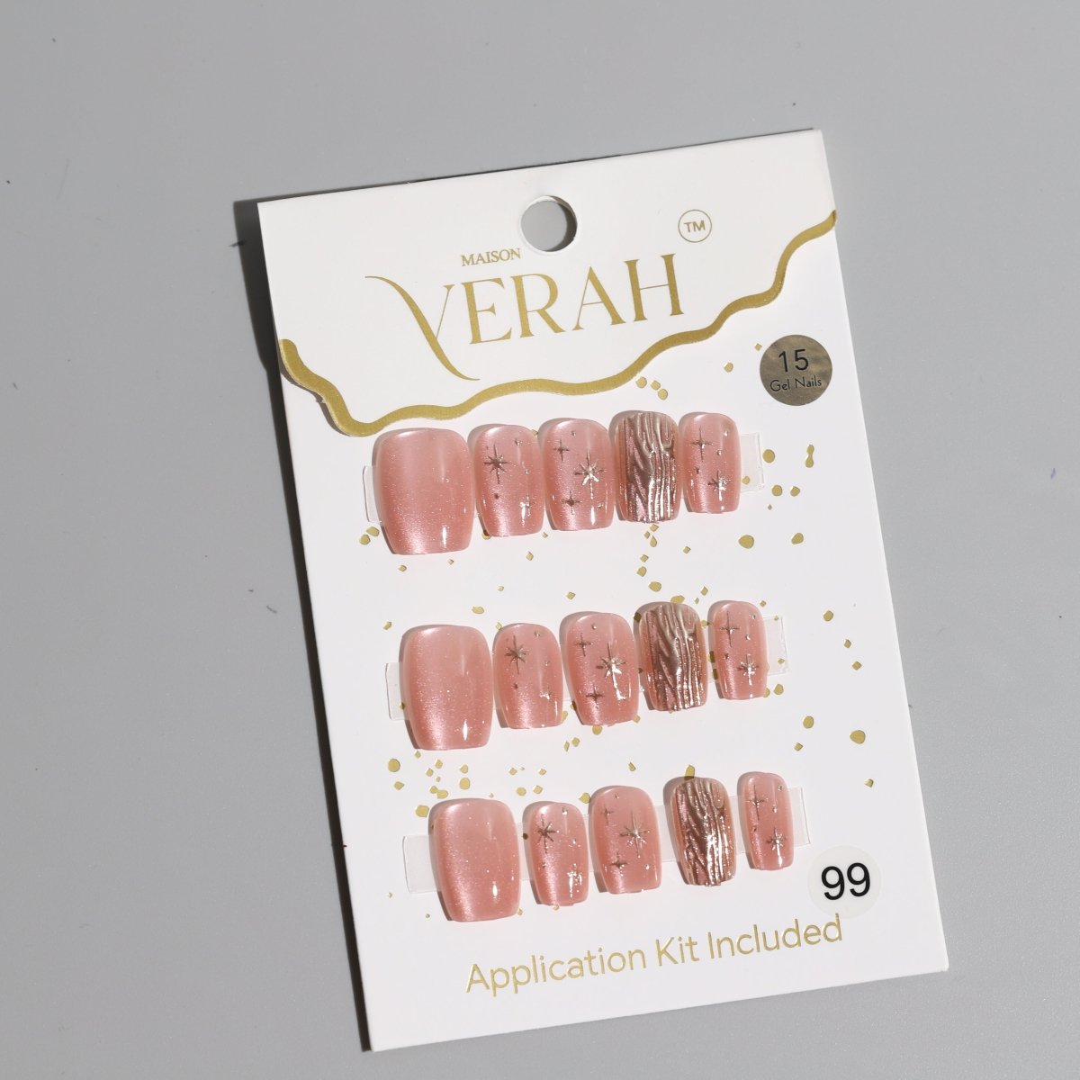 Pink Gold Chrome Shine | Luxury Press On Nails Wholesale | Handmade 3D Nail Art with application kit. - Vihaan Wholesale Trading