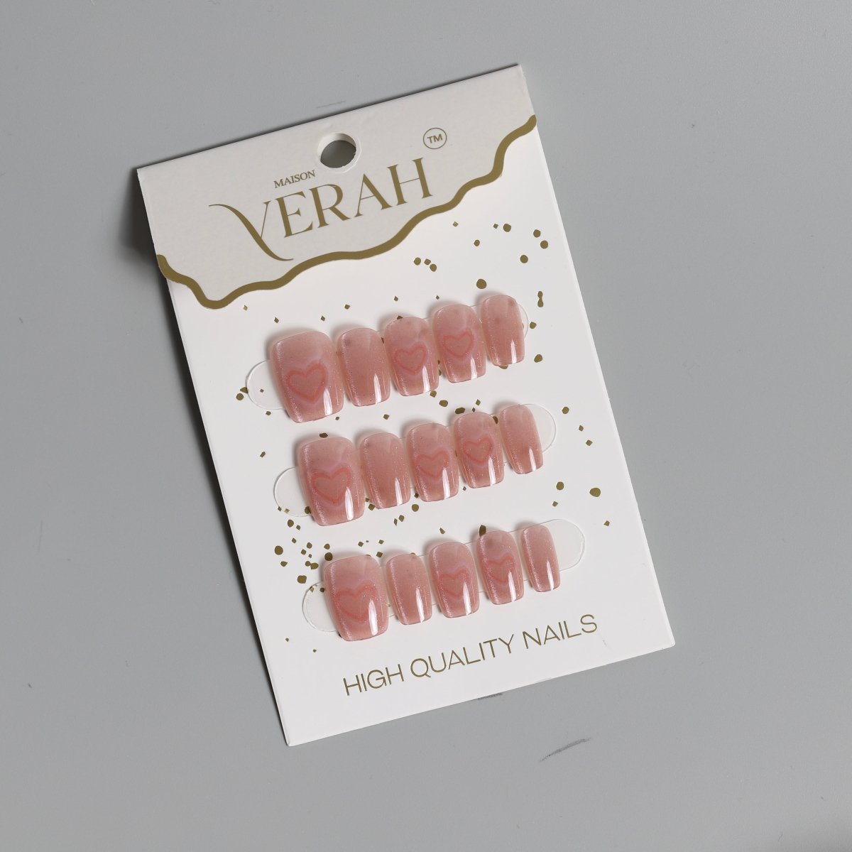 Pink Hearts Galaxy | Galaxy Press On Nails Wholesale | Premium Cat Eye Nails - Vihaan Wholesale Trading