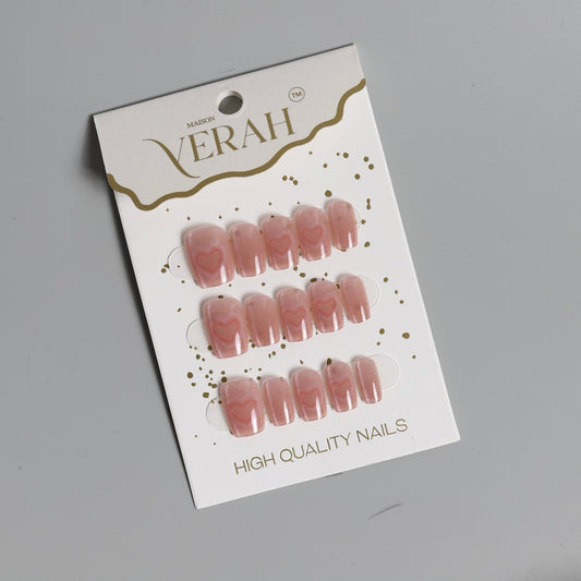 Pink Hearts Galaxy | Galaxy Press On Nails Wholesale | Premium Cat Eye Nails - Vihaan Wholesale Trading
