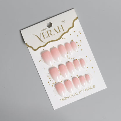 Pink White Ombre | Classic Press On Nails Wholesale | 15pcs Soft Gel Nails - Vihaan Wholesale Trading