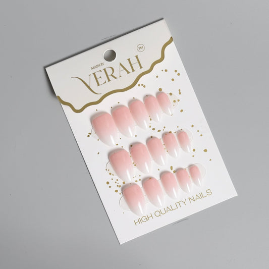 Pink White Ombre | Classic Press On Nails Wholesale | 15pcs Soft Gel Nails - Vihaan Wholesale Trading