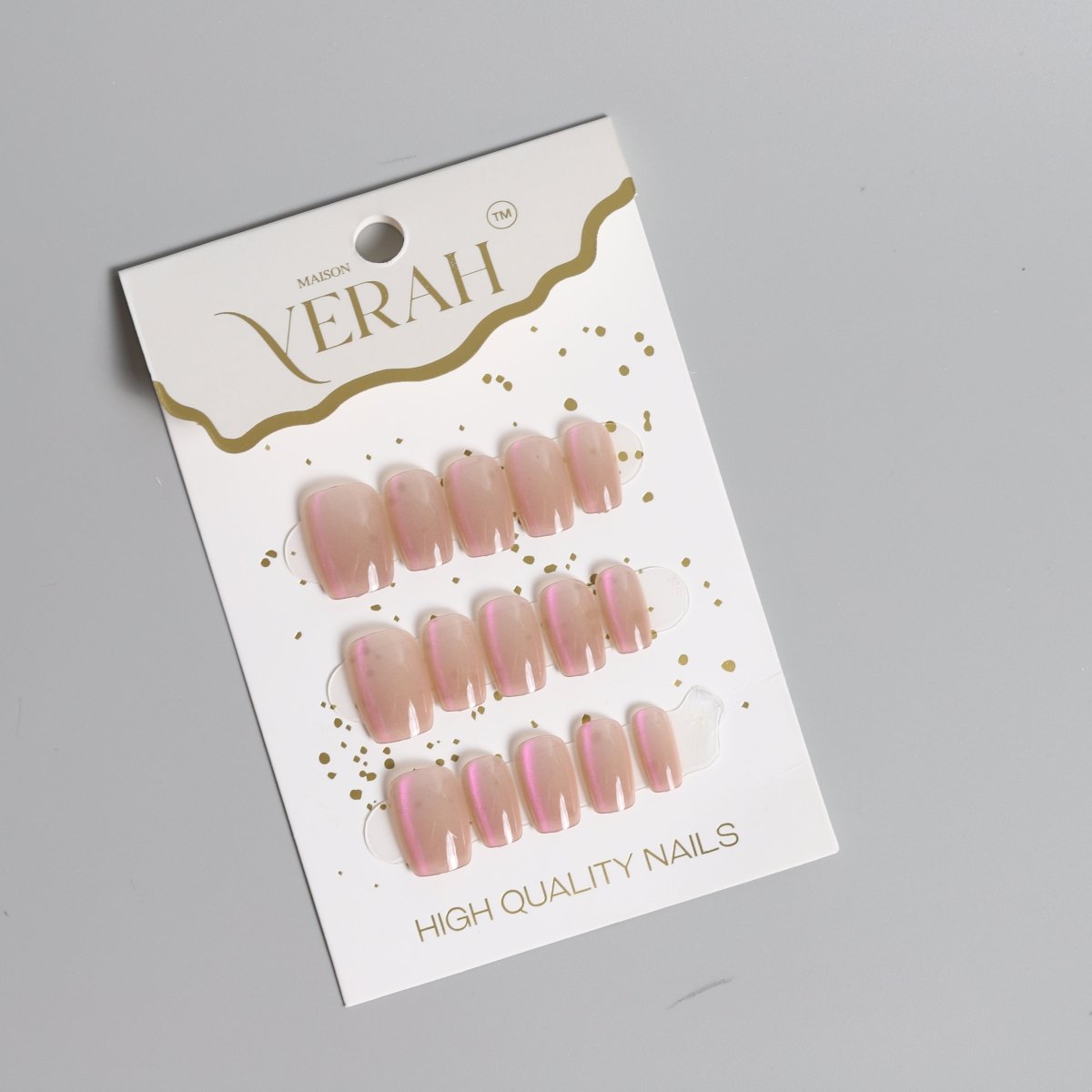 Pinkish Gold Galaxy | Galaxy Press On Nails Wholesale | Premium Cat Eye Nails - Vihaan Wholesale Trading