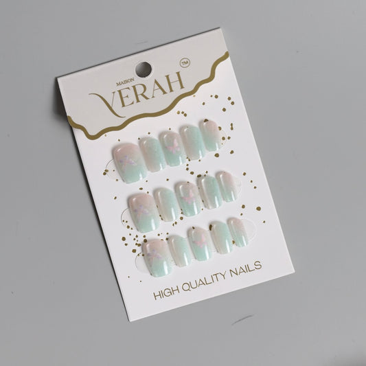 Pista Green Galaxy | Galaxy Press On Nails Wholesale | Premium Cat Eye Nails - Vihaan Wholesale Trading