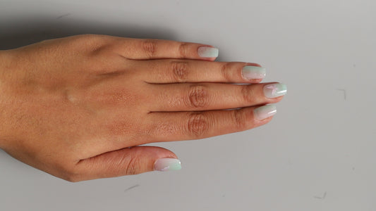 Pista Green Butterfly Galaxy | Galaxy Press On Nails Wholesale | Premium Cat Eye Nails with application kit.