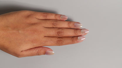 Glassy Peachy Silver Ombre | Luxury Press On Nails Wholesale | Handmade 3D Nail Art with application kit.