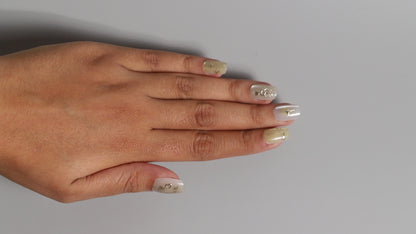 Yellow Star Sparkle | Luxury Press On Nails Wholesale | Handmade 3D Nail Art with application kit.