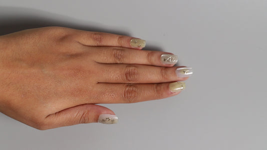 Yellow Star Sparkle | Luxury Press On Nails Wholesale | Handmade 3D Nail Art with application kit.