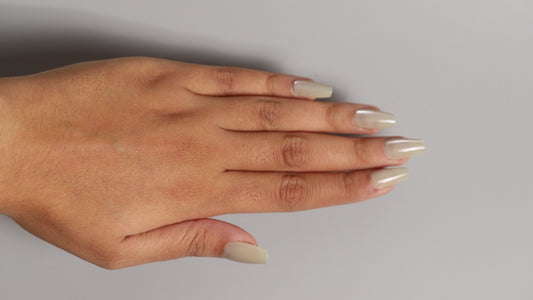 Coffin Cream Galaxy | Galaxy Press On Nails Wholesale | Premium Cat Eye Nails with application kit.
