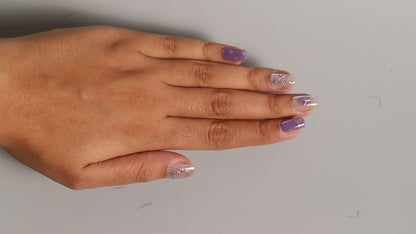 Sparkling Purple | Luxury Press On Nails Wholesale | Handmade 3D Nail Art with application kit.