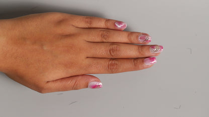 Pink Tie Dye | Luxury Press On Nails Wholesale | Handmade 3D Nail Art with application kit.