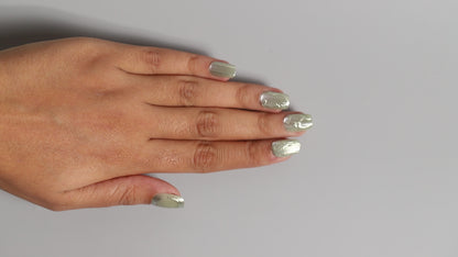 Green Chrome| Luxury Press On Nails Wholesale | Handmade 3D Nail Art with application kit.