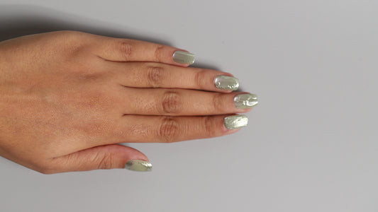 Green Chrome| Luxury Press On Nails Wholesale | Handmade 3D Nail Art with application kit.