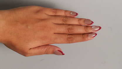 Dark Base Red French | Galaxy Press On Nails Wholesale |Premium Cat Eye Nails with application kit.