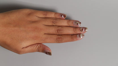 Spiral Brown Print | Luxury Press On Nails Wholesale | Handmade 3D Nail Art with application kit.