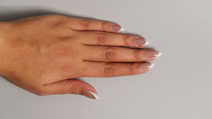 Dark Base White French | Galaxy Press On Nails Wholesale | 15pcs Soft Gel Nails with application kit.