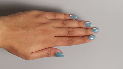 Shortest Blue Galaxy | Galaxy Press On Nails Wholesale | Premium Cat Eye Nails with application kit.