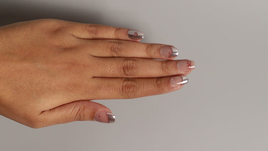 Red Bow Chrome | Luxury Press On Nails Wholesale | Handmade 3D Nail Art with application kit.