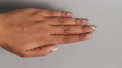 Gold Floral Galaxy | Galaxy Press On Nails Wholesale | Premium Cat Eye Nails with application kit.