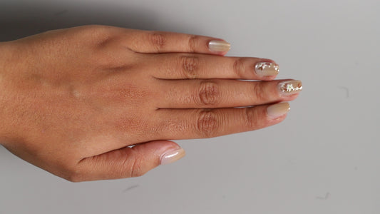 Gold Floral Galaxy | Galaxy Press On Nails Wholesale | Premium Cat Eye Nails with application kit.