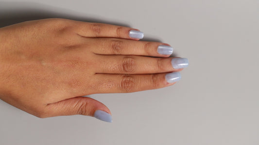 Powder Blue Galaxy | Galaxy Press On Nails Wholesale | Premium Cat Eye Nails with application kit.