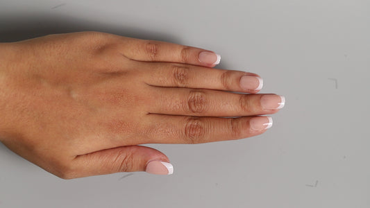 Solid Nude French | Classic Press On Nails Wholesale | 15pcs Soft Gel Nails