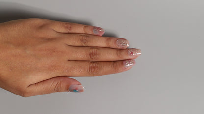 Blue Pink Aesthetics | Luxury Press On Nails Wholesale | Handmade 3D Nail Art with application kit.