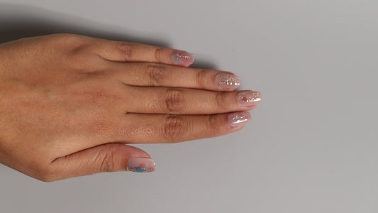 Blue Pink Aesthetics | Luxury Press On Nails Wholesale | Handmade 3D Nail Art with application kit.