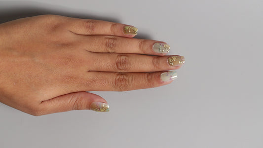 Gold Goddess | Luxury Press On Nails Wholesale | Handmade 3D Nail Art with application kit.