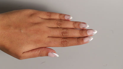 Silver Double Lining French | Classic Press On Nails Wholesale | 15pcs Soft Gel Nails