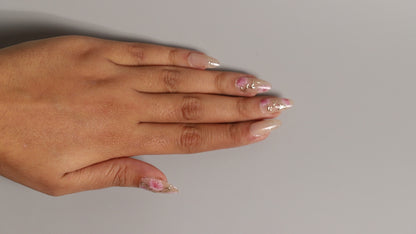 Pink Designer Almond  | Luxury Press On Nails Wholesale | Handmade 3D Nail Art with application kit.