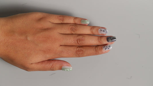 Green Grey Galaxy | Galaxy Press On Nails Wholesale | Premium Cat Eye Nails with application kit.