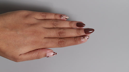 Mocha Autumn | Classic Press On Nails Wholesale | 15pcs Soft Gel Nails
