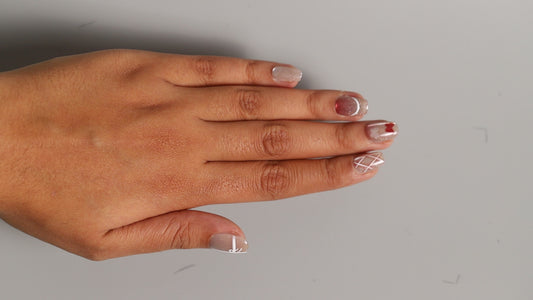 Red Gift Wrap Galaxy | Galaxy Press On Nails Wholesale | Premium Cat Eye Nails with application kit.