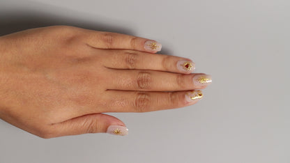 Moon Sparkles Gold | Luxury Press On Nails Wholesale | Handmade 3D Nail Art with application kit.