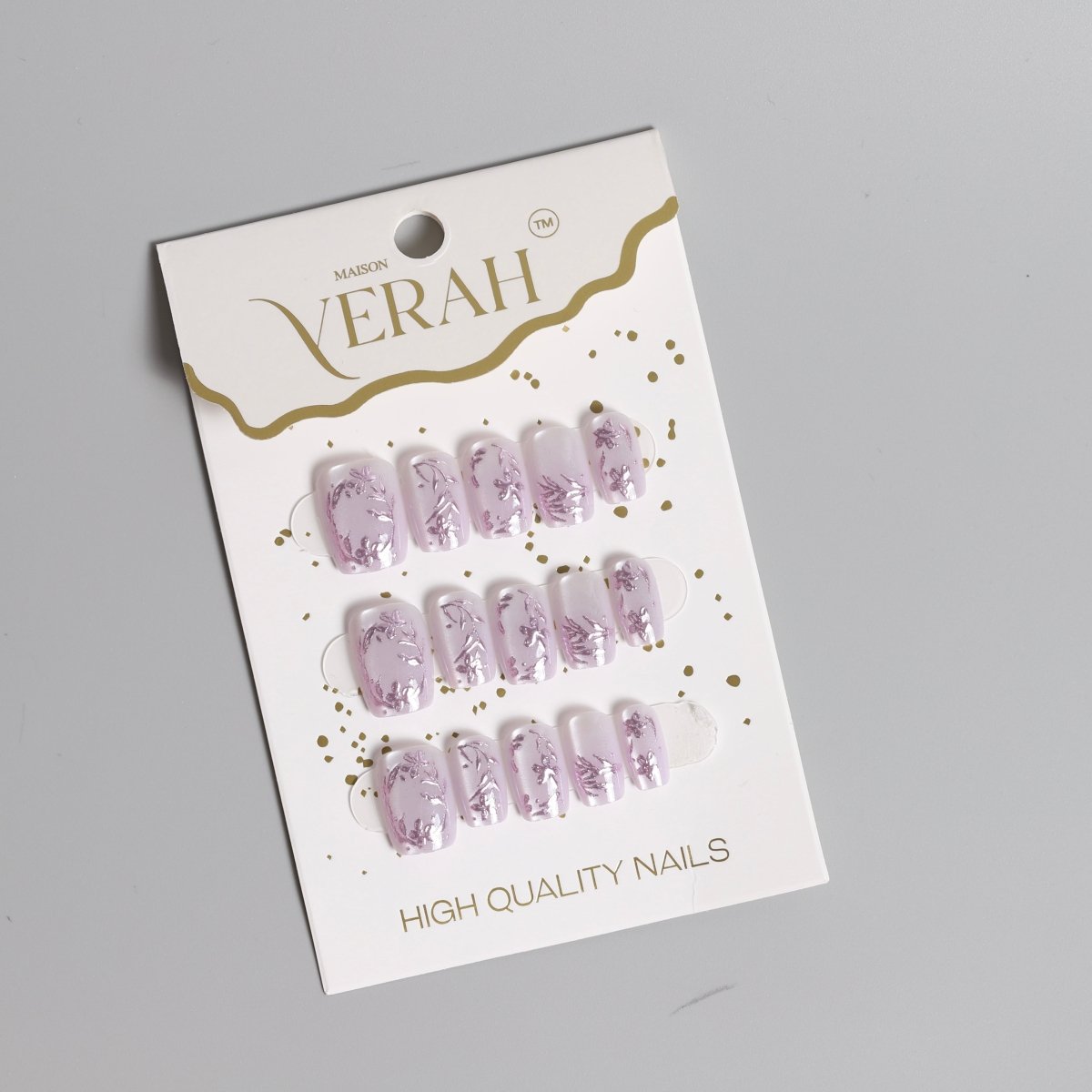 Purple Floral| Luxury Press On Nails Wholesale | Handmade 3D Nail Art - Vihaan Wholesale Trading